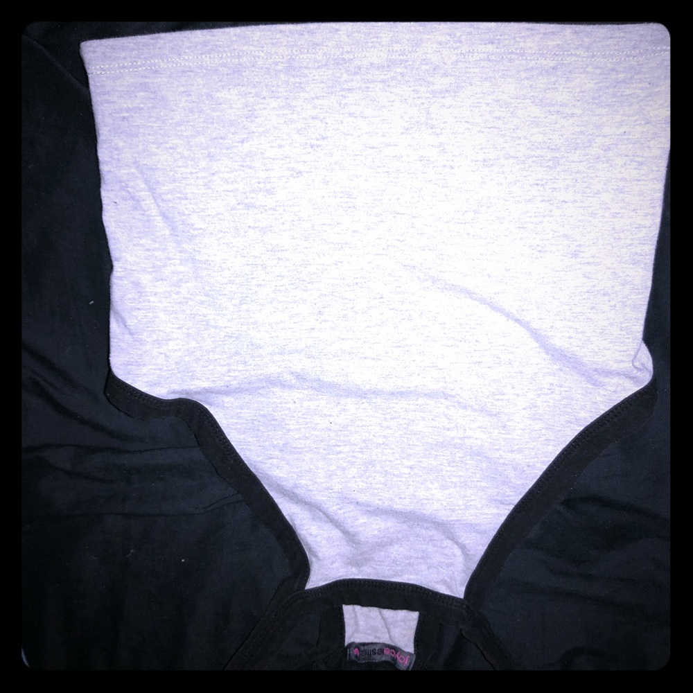 Backwardss: joyce leslie crop top with sides out.